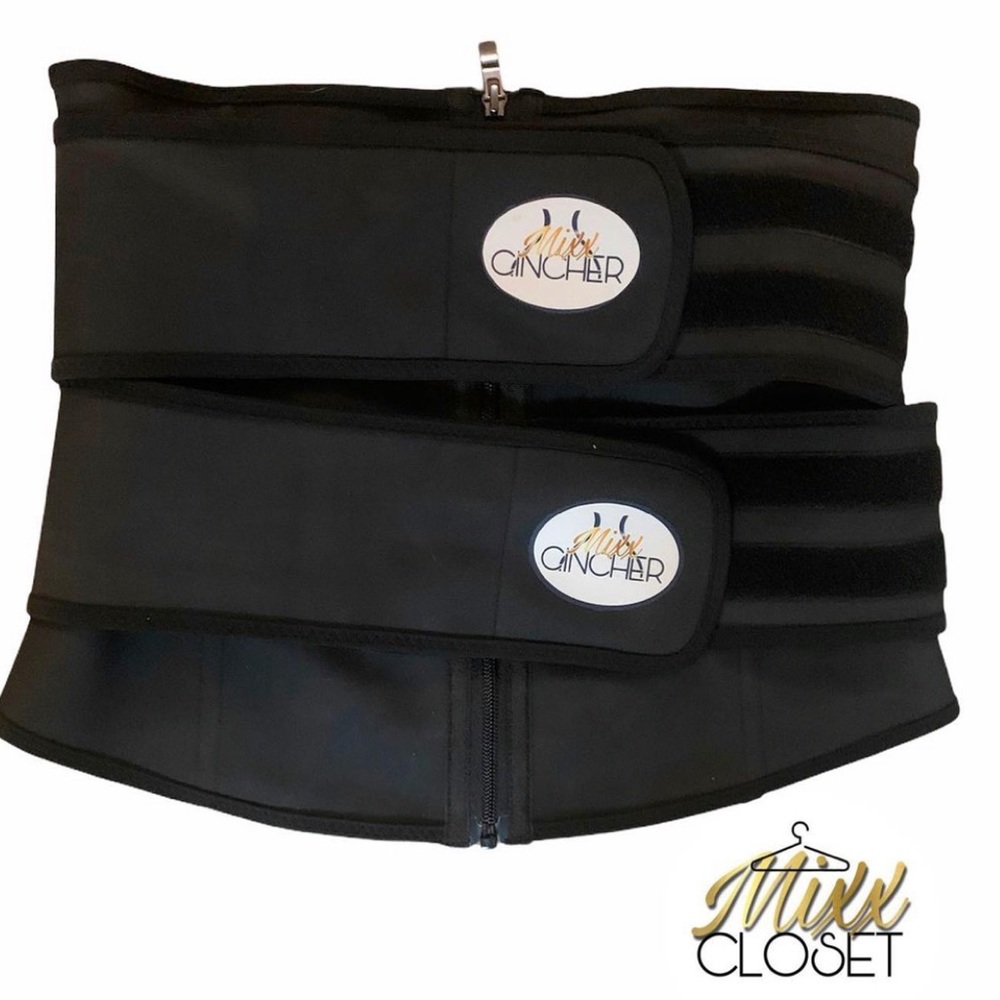 Black waist trainer double strapped zipper